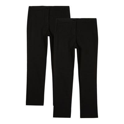 Pack of two girls' black bootcut trousers